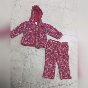 Cozy Pink Floral Fleece Outfit